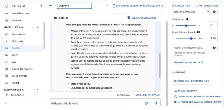 Simulateur Gemini sur Vertex AI Google Cloud